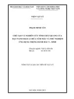 CHẾ TẠO VÀ NGHIÊN CỨU TÍNH CHẤT QUANG CỦA HẠT NANO SILICA CHỨA TÂM MẦU VÀ THỬ NGHIỆM ỨNG DỤNG TRONG ĐÁNH DẤU Y SINH