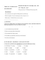 Đề thi và đáp án đề kiểm tra học kì 1 môn Anh Lớp 9 năm học 2014-2015
