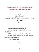 MỘT VÀI GỢI Ý VỀ HỘI NHẬP VĂN HÓA NHẠC PHỤNG VỤ TẠI VIỆT NAM