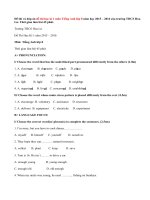 Đề thi học kì 1 lớp 8 môn Tiếng Anh có đáp án năm 2015 trường THCS Hoa Lư