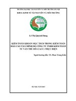 KIỂM TOÁN KHOẢN MỤC TSCĐ TRONG KIỂM TOÁN BÁO CÁO TÀI CHÍNH DO CÔNG TY TNHH KIỂM TOÁN TƯ VẤN THỦ ĐÔ (CACC) THỰC HIỆN