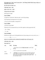 Đề thi giữa học kì 1 lớp 7 môn Văn năm 2014  2015 Phòng GD&ĐT Bình Giang