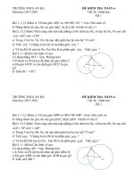 Đề kiểm tra hình học chương 2 toán 6 2 đề+ ma trận + đáp án biểu điểm