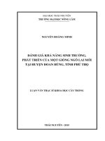 Đánh giá khả năng sinh trưởng, phát triển của một số giống ngô lai mới tại huyện Đoan Hùng, tỉnh Phú Thọ