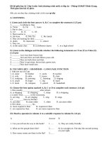 Đề thi giữa học kì 1 lớp 6 môn Anh (chương trình mới) có đáp án