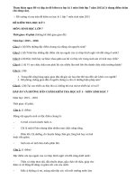 Đề và đáp án đề kiểm tra học kì 1 môn Sinh lớp 7 năm 2015