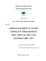 Tiểu luận môn phân tích chính sách thuế chính sách thuế và vấn đề chống suy thoái kinh tế thực tiễn tại việt nam 