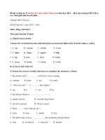 Đề thi học kì 1 môn Tiếng Anh lớp 6 trường THCS Hoa Lư năm 2015 có đáp án