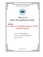 Tiểu luận phân tích chính sách thuế tác động của hiệp định đối tác xuyên thái bình dương 