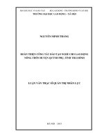 luận văn quản trị nhân lực hoàn thiện công tác đào tạo nghề cho lao động nông thôn huyện quỳnh phụ, tỉnh thái bình 