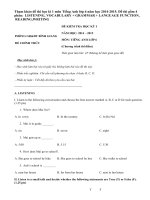 Đề thi học kì 1 môn Tiếng Anh lớp 6 năm học 2014-2015