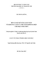RÈN LUYỆN KĨ NĂNG GIẢI TOÁN  VỀ KHOẢNG CÁCH VÀ THỂ TÍCH KHỐI ĐA DIỆN  CHO HỌC SINH THPT