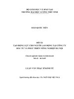 ĐỀTÀI TẠO ĐỘNG LỰC CHO NGƯỜI LAO ĐỘNG TẠI CÔNG TY ĐẦU TƯ VÀ PHÁT TRIỂN NÔNG NGHIỆP HÀ NỘI   Chuyên nghành: Quản trị kinh doanh Mã số:   60.34.05    LUẬN VĂN THẠC SĨ KINH TẾ