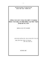 CÔNG TÁC SƯU TẦM, TỔ CHỨC VÀ KHAI THÁC TÀI LIỆU VỀ PHỐ HIẾN TẠI THƯ VIỆN TỈNH HƯNG YÊN