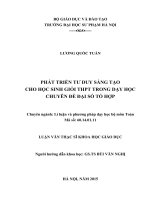 PHÁT TRIỂN TƯ DUY SÁNG TẠO  CHO HỌC SINH GIỎI THPT TRONG DẠY HỌC  CHUYÊN ĐỀ ĐẠI SỐ TỔ HỢP      LUẬN VĂN THẠC SĨ KHOA HỌC GIÁO DỤC