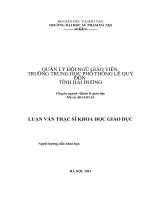Quản lý đội ngũ giáo viên trường trung học phổ thông lê qúy đôn, tỉnh hải dương