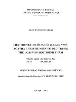 LUẬN VĂN THẠC SĨ KHOA HỌC NGỮ VĂN  TIỂU THUYẾT MƯỜI NGƯỜI DA ĐEN NHỎ   AGATHA CHRISTIE NHÌN TỪ ĐẶC TRƯNG  THỂ LOẠI VĂN HỌC TRINH THÁM