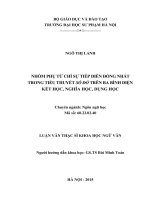 NHÓM PHỤ TỪ CHỈ SỰ TIẾP DIỄN ĐỒNG NHẤT TRONG TIỂU THUYẾT SỐ ĐỎ TRÊN BA BÌNH DIỆN KẾT HỌC, NGHĨA HỌC, DỤNG HỌC  LUẬN VĂN THẠC SĨ KHOA HỌC NGỮ VĂN