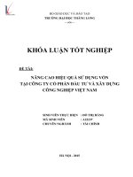 Nâng cao hiệu quả sử dụng vốn tại công ty cổ phần đầu tư và xây dựng công nghiệp việt nam 
