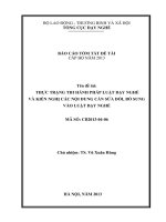 THỰC TRẠNG THI HÀNH PHÁP LUẬT DẠY NGHỀ VÀ KIẾN NGHỊ CÁC NỘI DUNG CẦN SỬA ĐỔI, BỔ SUNG VÀO LUẬT DẠY NGHỀ