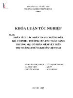 Phân tích các nhân tố ảnh hưởng đến giá cổ phiếu thường của các ngân hàng thương mại cổ phần niêm yết trên thị trường chứng khoán việt nam 