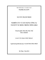 Nghiên Cứu Và Xây Dựng Công Cụ Tách Từ Tự Động Trong Tiếng JRAI