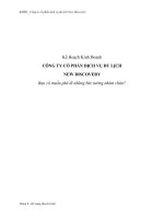 Kế hoạch kinh doanh công ty cổ phần dịch vụ du lịch NEW DISCOVERY