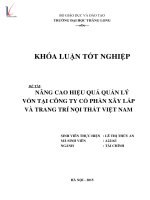 Nâng cao hiệu quả quản lý vốn tại công ty cổ phần xây lắp và trang trí nội thất việt nam 