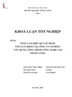 Nâng cao hiệu quả sử dụng vốn lưu động tại công ty cổ phần xây dựng công trình công nghệ cao thăng long 