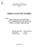 Hoàn thiện kế toán bán hàng và xác định kết quả bán hàng tại công ty cổ phần thiết bị việt 