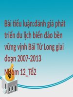 tiểu luận kinh tế phát triển đánh giá phát  triển du lịch biển đảo bền vững vịnh Bái Tử Long giai đoạn 2007-2013