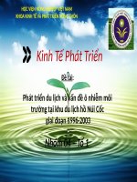 tiểu luận kinh tế phát triển Phát triển du lịch và vấn đề ô nhiễm môi  trường tại khu du lịch hồ Núi Cốc  giai đoạn 1996-2003