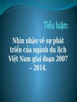 tiểu luận kinh tế phát triển Nhìn nhận về sự phát triển của ngành du lịch Việt Nam giai đoạn 2007 – 2014.