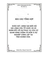 Khảo sát, đánh giá mức độ hài lòng tổ chức cá nhân phục vụ quan hành đơn vị nghiệp công lập tỉnh khánh hòa
