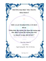 Phân khúc thị trường, lựa chọn thị trường mụctiêu, định vị trong thị trường mục tiêuLý thuyết và thực tiễn từ KFC
