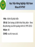 tiểu luận kinh tế phát triển Sản lượng cá biển khai thác phân   theo địa phương của tỉnh quảng ninh từ 1995-2013