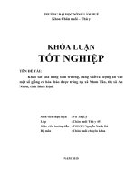 Khảo sát khả năng sinh trưởng, năng suấtvà lượng ăn vào một số giống cỏ hòa thảo được trồng tại xã nhơn tân, thị xã an nhơn, tỉnh bình định 