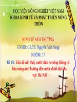 tiểu luận Vấn đề rác thải, nước thải ra sông Hồng và khả năng ảnh hưởng đến nước dưới đất khu vực Hà Nội