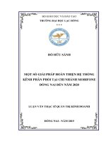 Một số giải pháp hoàn thiện hệ thống kênh phân phối tại chi nhánh mobifone đồng nai đến năm 2020