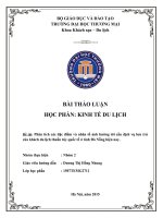Phân tích các đặc điểm và nhân tố ảnh hưởng tới cầu dịch vụ lưu trú của khách du lịch thuần túy quốc tế ở tỉnh Đà Nẵng hiện nay.