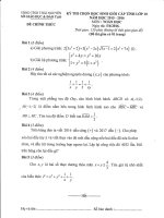 ĐỀ THI CHỌN HỌC SINH GIỎI LỚP 10, 11 CẤP TỈNH NĂM HỌC 2015 – 2016 TOAN 10