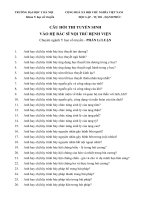 CÂU HỎI THI TUYỂN SINH VÀO HỆ BÁC SĨ NỘI TRÚ BỆNH VIỆN Chuyên ngành Y học cổ truyền - PHẦN Lí LUẬN