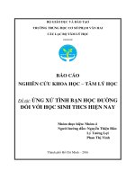 ỨNG XỬ TÌNH BẠN HỌC ĐƯỜNG ĐỐI VỚI HỌC SINH THCS HIỆN NAY