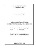 Phát triển công nghiệp chế biến nông sản tại tỉnh kon tum (TT)