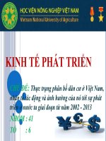tiểu luận kinh tế phát triển Thực trạng phân bố dân cư ở Việt Nam, nhân tố tác động và ảnh hưởng của nó tới sự phát triển ở nước ta giai đoạn từ năm 2002 - 2013