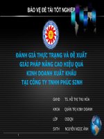 ĐÁNH GIÁ THỰC TRẠNG VÀ ĐỀ XUẤT GIẢI PHÁP NÂNG CAO HIỆU QUẢ KINH DOANH XUẤT KHẨU TẠI CÔNG TY TNHH PHÚC SINH