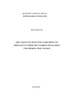 Thực trạng ứng dụng công nghệ thông tin trong quản lý bệnh viện tại bệnh viện đa khoa tâm trí đồng tháp, năm 2015