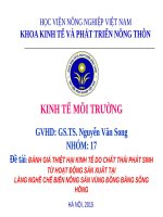 ĐÁNH GIÁ THIỆT HẠI KINH TẾ DO CHẤT THẢI PHÁT SINH TỪ HOẠT ĐỘNG SẢN XUẤT TẠI LÀNG NGHỀ CHẾ BIẾN NÔNG SẢN VÙNG ĐỒNG BẰNG SÔNG HỒNG