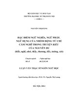 ĐẶC ĐIỂM NGỮ NGHĨA, NGỮ PHÁP,  NGỮ DỤNG CỦA NHÓM ĐỘNG TỪ CHỈ  CẢM NGHĨ TRONG TRUYỆN KIỀU  CỦA NGUYỄN DU