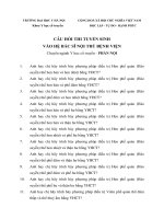 CÂU HỎI THI TUYỂN SINH VÀO HỆ BÁC SĨ NỘI TRÚ BỆNH VIỆN CHUYÊN NGÀNH Y HỌC CỔ TRUYỀN PHẦN NỘI